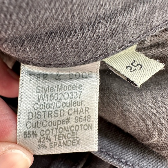 Rag & Bone The Skinny Distressed in Charcoal Gray Jeans Size 25 - Picture 10 of 15